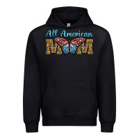 Black all american mom american flag butterfly Urban Hoodie - LillyAllenDesigns