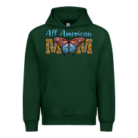 Forest Green all american mom american flag butterfly Urban Hoodie - LillyAllenDesigns