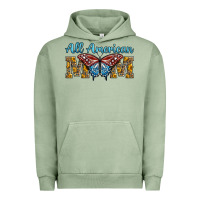 Pigment Oil Green all american mom american flag butterfly Urban Hoodie - LillyAllenDesigns