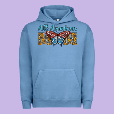 All American Mom American Flag Butterfly Urban Hoodie Designed By Lillyallendesigns