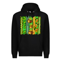 Black st patricks gnomes and cloves with leopard  brushstrokes Premium Hoodie - Artiststas