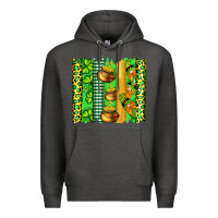 Charcoal Heather st patricks gnomes and cloves with leopard  brushstrokes Premium Hoodie - Artiststas