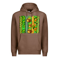 Chestnut st patricks gnomes and cloves with leopard  brushstrokes Premium Hoodie - Artiststas