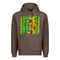 Coffee st patricks gnomes and cloves with leopard  brushstrokes Premium Hoodie - Artiststas