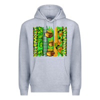 Heather Grey st patricks gnomes and cloves with leopard  brushstrokes Premium Hoodie - Artiststas
