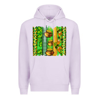 Lilac st patricks gnomes and cloves with leopard  brushstrokes Premium Hoodie - Artiststas