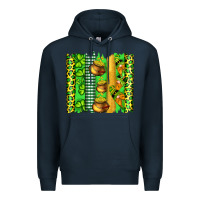 Navy st patricks gnomes and cloves with leopard  brushstrokes Premium Hoodie - Artiststas