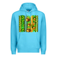 Ocean Blue st patricks gnomes and cloves with leopard  brushstrokes Premium Hoodie - Artiststas