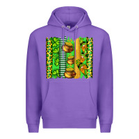 Purple st patricks gnomes and cloves with leopard  brushstrokes Premium Hoodie - Artiststas