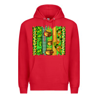 Red st patricks gnomes and cloves with leopard  brushstrokes Premium Hoodie - Artiststas