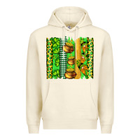Sandshell st patricks gnomes and cloves with leopard  brushstrokes Premium Hoodie - Artiststas