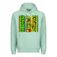Seafoam st patricks gnomes and cloves with leopard  brushstrokes Premium Hoodie - Artiststas