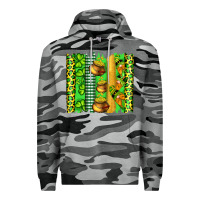 Slate Camo st patricks gnomes and cloves with leopard  brushstrokes Premium Hoodie - Artiststas