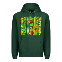 Sports Green st patricks gnomes and cloves with leopard  brushstrokes Premium Hoodie - Artiststas