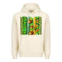 Tofu st patricks gnomes and cloves with leopard  brushstrokes Premium Hoodie - Artiststas