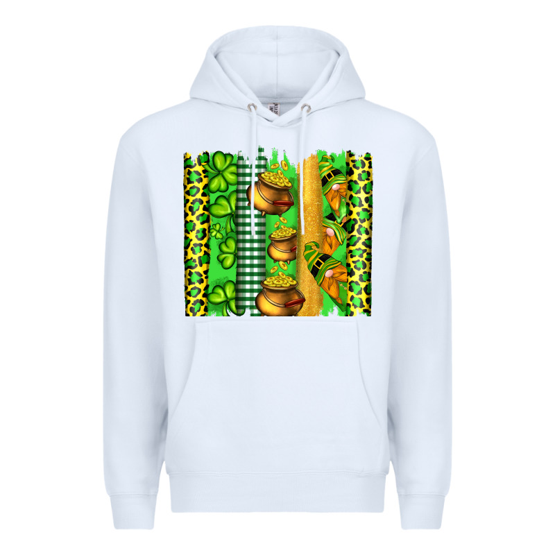 St Patricks Gnomes And Cloves With Leopard  Brushstrokes Premium Hoodie by Artiststas | Teevron