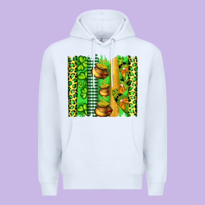St Patricks Gnomes And Cloves With Leopard  Brushstrokes Premium Hoodie Designed By Artiststas