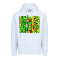 White st patricks gnomes and cloves with leopard  brushstrokes Premium Hoodie - Artiststas