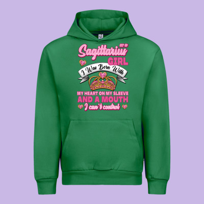 As A Sagittarius Girl I Was Born With My Heart On My Sleeve And  Mouth Urban Hoodie Designed By Jasminsmagicworld