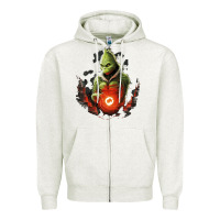 Oatmeal Heather Grinch Zipper Hoodie - Unal Design