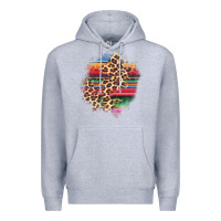 Heather Grey serape leopard patch Premium Hoodie - AdoDesignShop