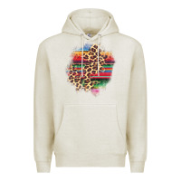 Oatmeal Heather serape leopard patch Premium Hoodie - AdoDesignShop