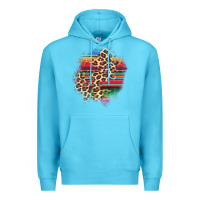 Ocean Blue serape leopard patch Premium Hoodie - AdoDesignShop