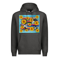 Charcoal Heather serape cowhide sunflower Premium Hoodie - AdoDesignShop
