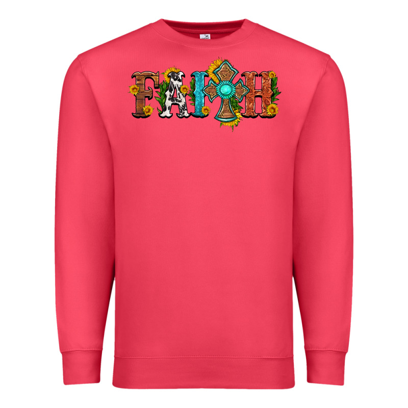 Faith With Cross And Sunflower Premium Sweatshirt by HRA Design Shop | Teevron