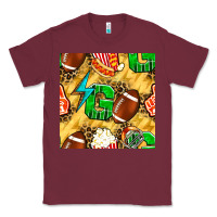 Burgundy american football go with thunder and leopard  seamless pattern Classic Tee - BundleAndBundleShop