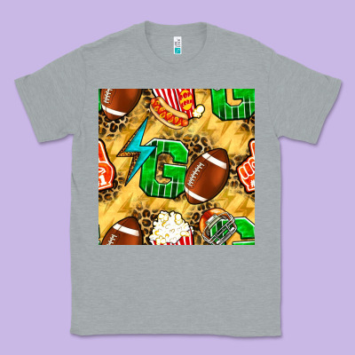 American Football Go With Thunder And Leopard  Seamless Pattern Classic Tee Designed By Bundleandbundleshop