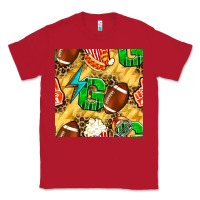 Red american football go with thunder and leopard  seamless pattern Classic Tee - BundleAndBundleShop