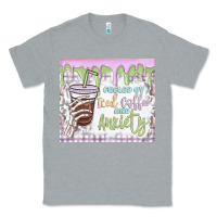Heather Grey fueled by iced coffee and anxiety Classic Tee - MaliasSmallBusiness