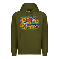 Army Green serape cowhide sunflower background Premium Hoodie - AdoDesignShop