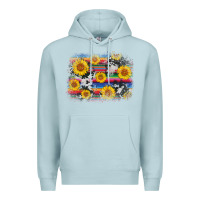 Blue Mist serape cowhide sunflower background Premium Hoodie - AdoDesignShop