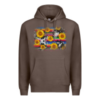 Coffee serape cowhide sunflower background Premium Hoodie - AdoDesignShop