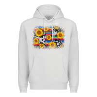 Dove Grey serape cowhide sunflower background Premium Hoodie - AdoDesignShop
