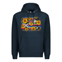 Navy serape cowhide sunflower background Premium Hoodie - AdoDesignShop