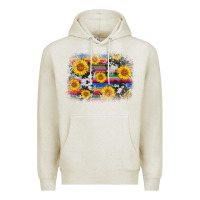 Oatmeal Heather serape cowhide sunflower background Premium Hoodie - AdoDesignShop