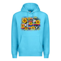 Ocean Blue serape cowhide sunflower background Premium Hoodie - AdoDesignShop