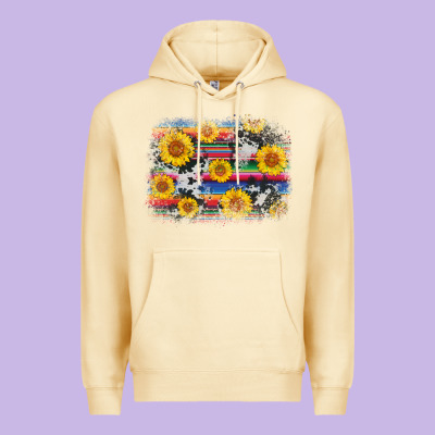 Serape Cowhide Sunflower Background Premium Hoodie Designed By Adodesignshop