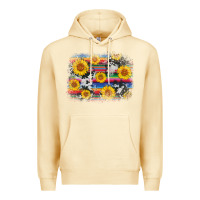 Pina Colada serape cowhide sunflower background Premium Hoodie - AdoDesignShop