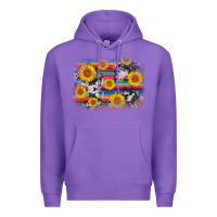 Purple serape cowhide sunflower background Premium Hoodie - AdoDesignShop