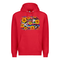 Red serape cowhide sunflower background Premium Hoodie - AdoDesignShop
