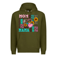 Army Green mom mama mommy with hearts Premium Hoodie - AdoDesignShop
