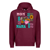 Burgundy mom mama mommy with hearts Premium Hoodie - AdoDesignShop