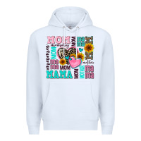 White mom mama mommy with hearts Premium Hoodie - AdoDesignShop