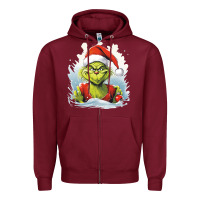 Burgundy Grinch Zipper Hoodie - Unal Design