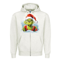 Oatmeal Heather Grinch Zipper Hoodie - Unal Design
