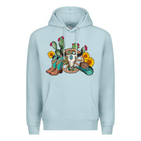 Blue Mist wheel bull skull western cowboy Premium Hoodie - AdoDesignShop